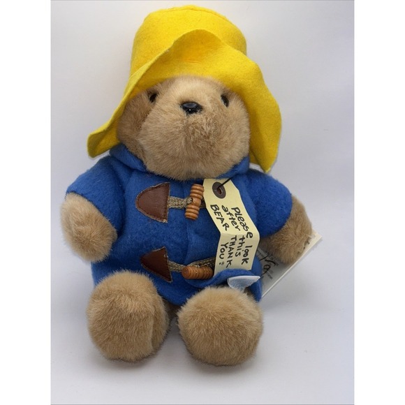 Other - Paddington Bear Plush Stuffed Animal Toggle Coat Yellow Hat 9" Eden Toys